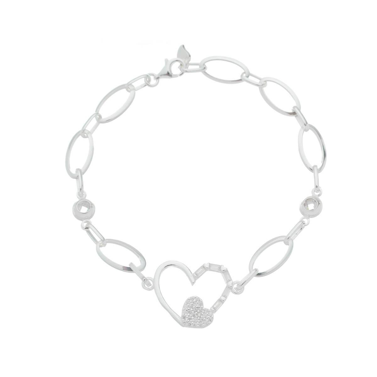 Pulseira De Prata Dois Corações