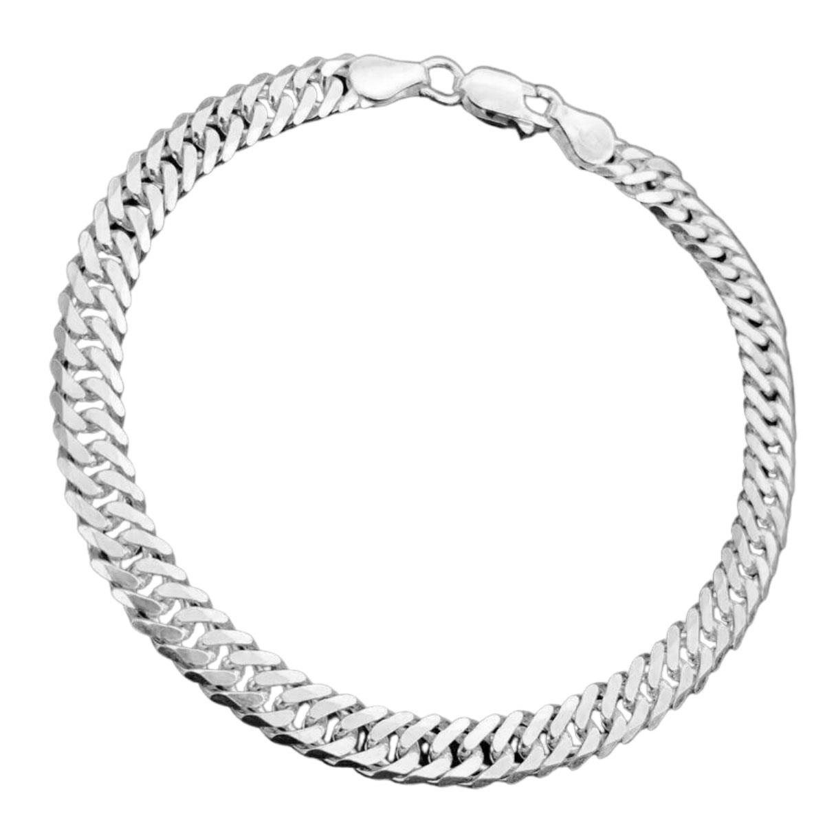 Pulseira de Prata 925 Masculina Elo Grumet Duplo 20cm 8mm