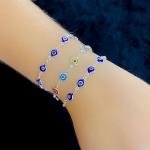 Pulseira De Prata Olho Grego Colorido 18cm
