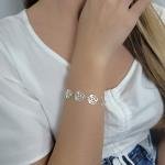 Pulseira De Prata Toda Trabalhada Em Rosas - 18 cm