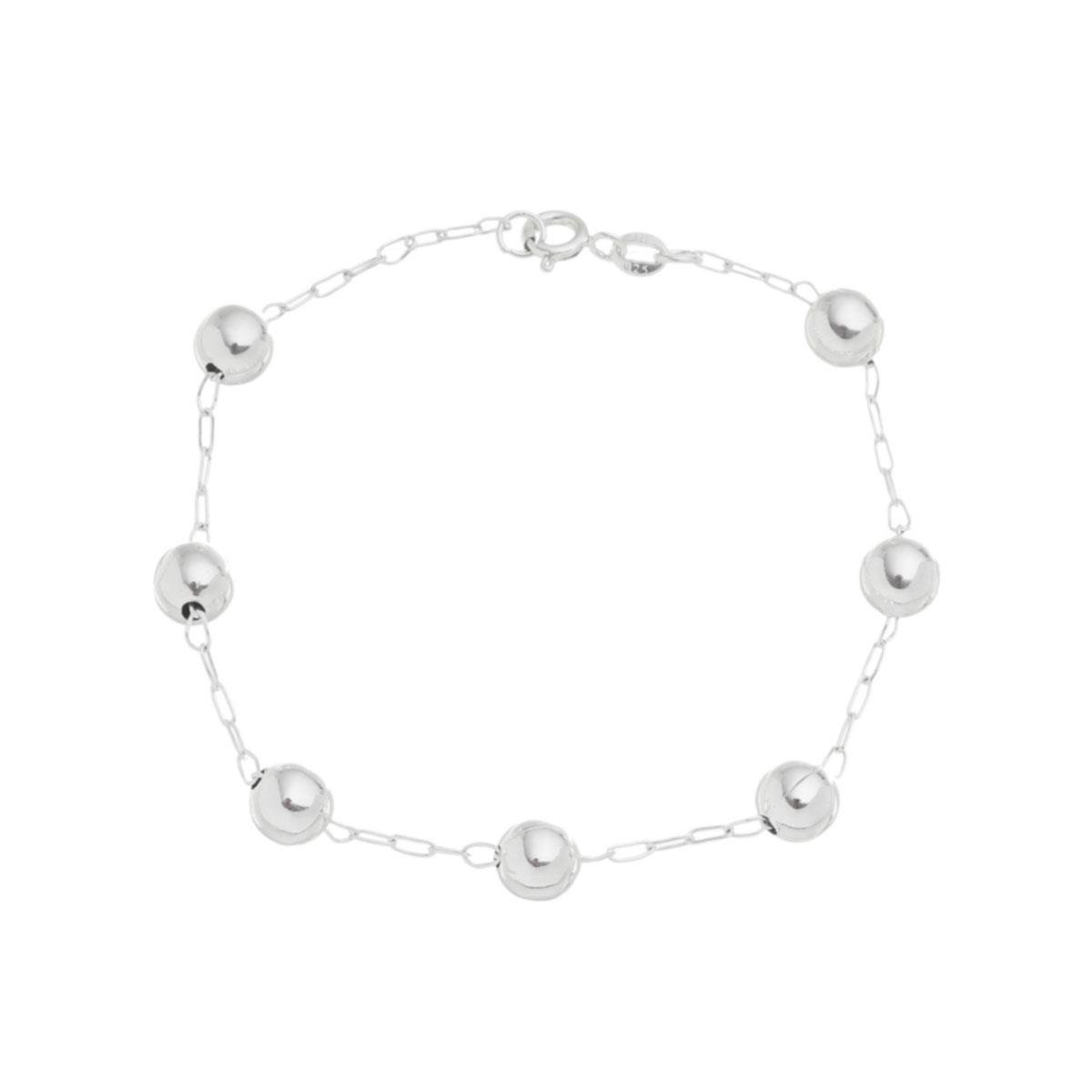 Pulseira De Prata 7 Bolas 7mm 18 cm