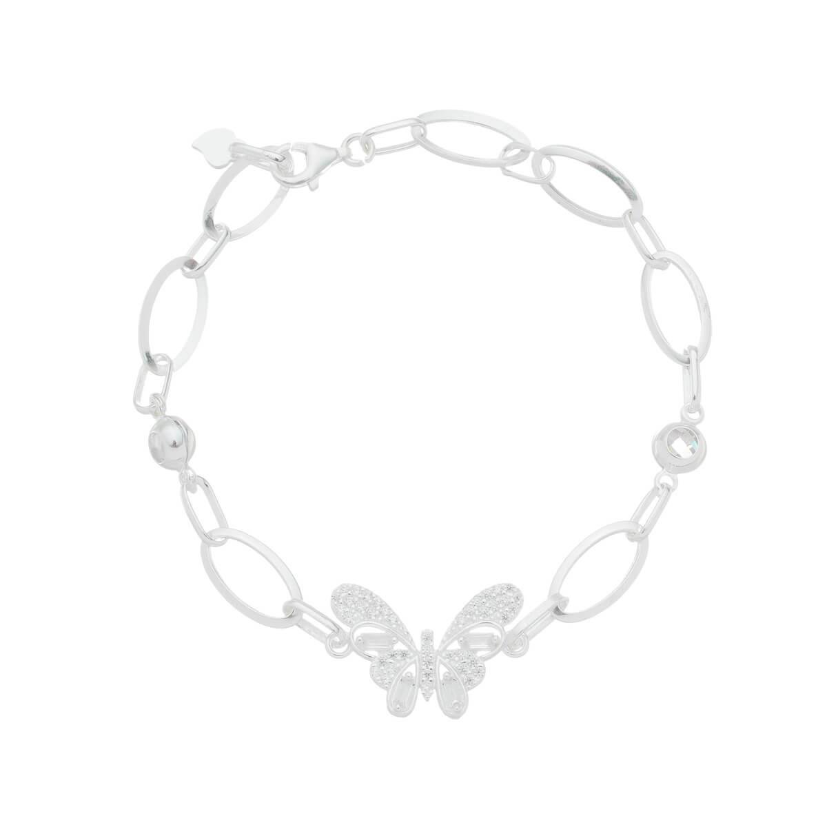 Pulseira De Prata Borboleta Cravejada