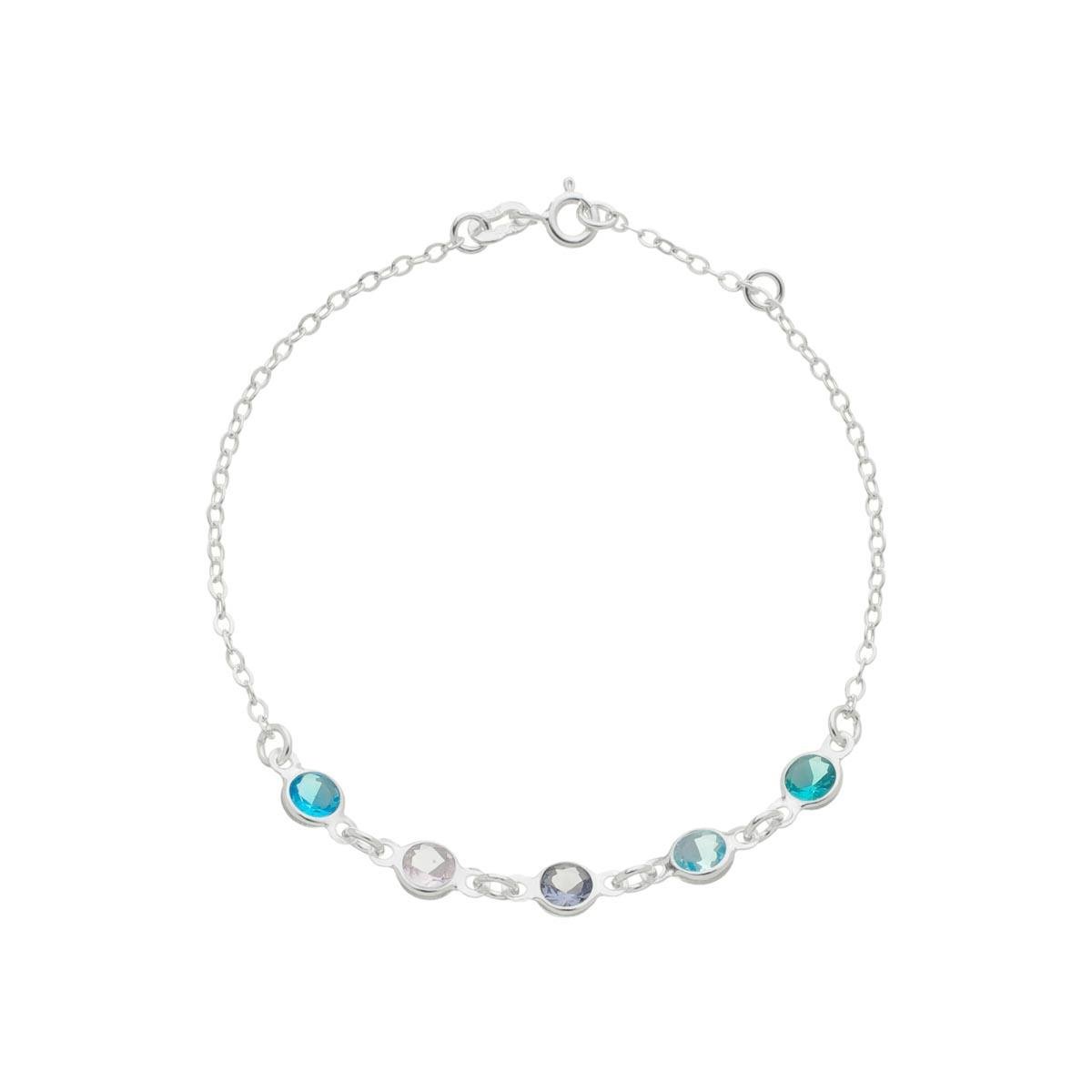 PULSEIRA DE PRATA COM CINCO ZIRCONIAS-18CM