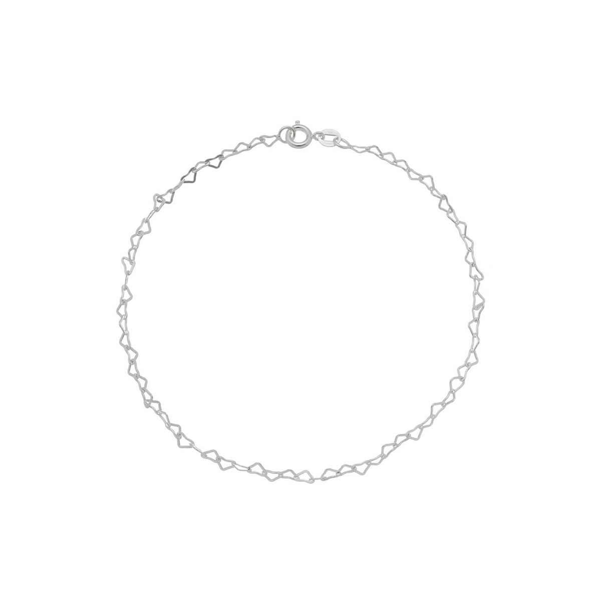 Pulseira De Prata Coração 18 cm