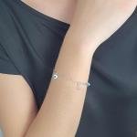 Pulseira de Prata Coração de Olho Grego e Trevo de Quatro Folhas 18cm