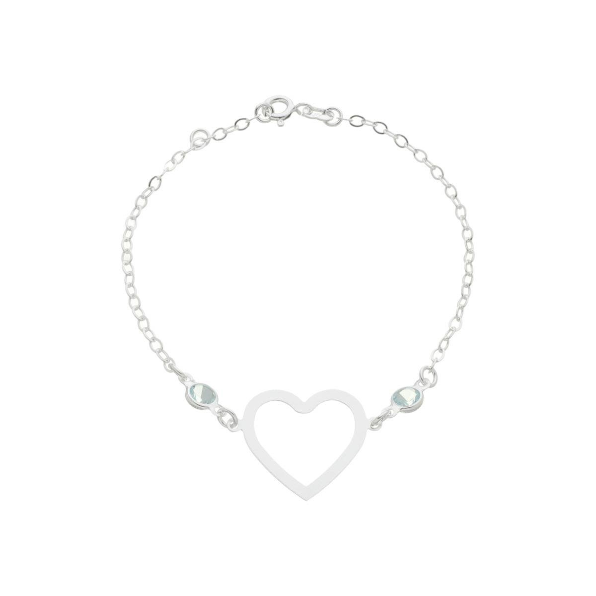 PULSEIRA DE PRATA CORAÇÃO GRANDE COM PONTO DE LUZ-18CM