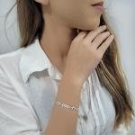 Pulseira de Prata de Olho Grego com Chapa de Três Losangos 18cm