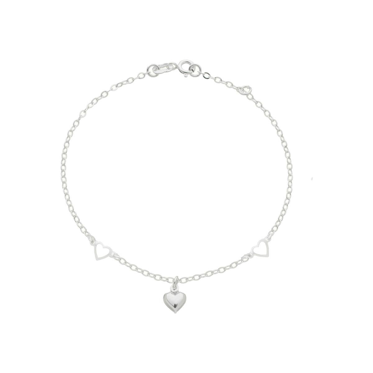 PULSEIRA DE PRATA DOIS CORAÇÕES VAZADOS