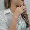Pulseira de Prata Elo Cadeado com Olho Grego Redondo 18cm