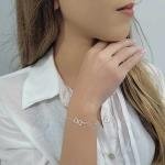 Pulseira de Prata Elo Cadeado Coração Duplo 18cm