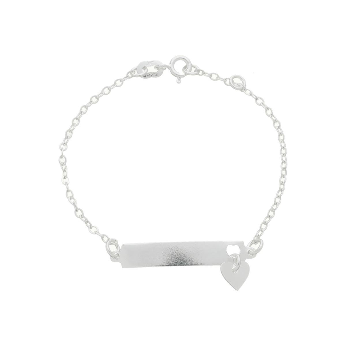 PULSEIRA DE PRATA INFANTIL PLAQUINHA COM PINGENTE