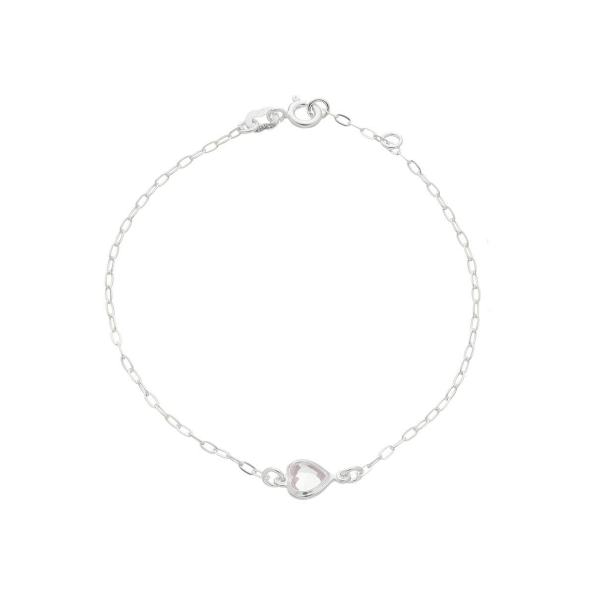 PULSEIRA DE PRATA INFANTIL TRÊS CORAÇÕES-15CM