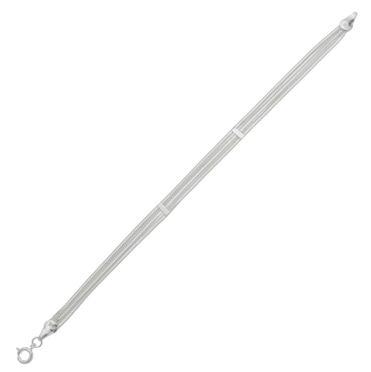 Pulseira de Prata Laminada 3 Fios 18cm 5,5mm