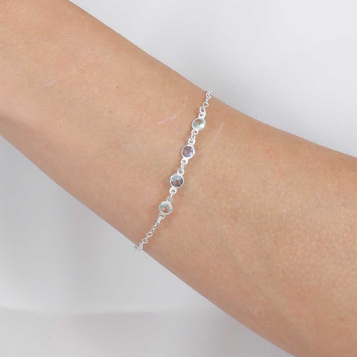 PULSEIRA DE PRATA QUATRO ZIRCÔNIAS