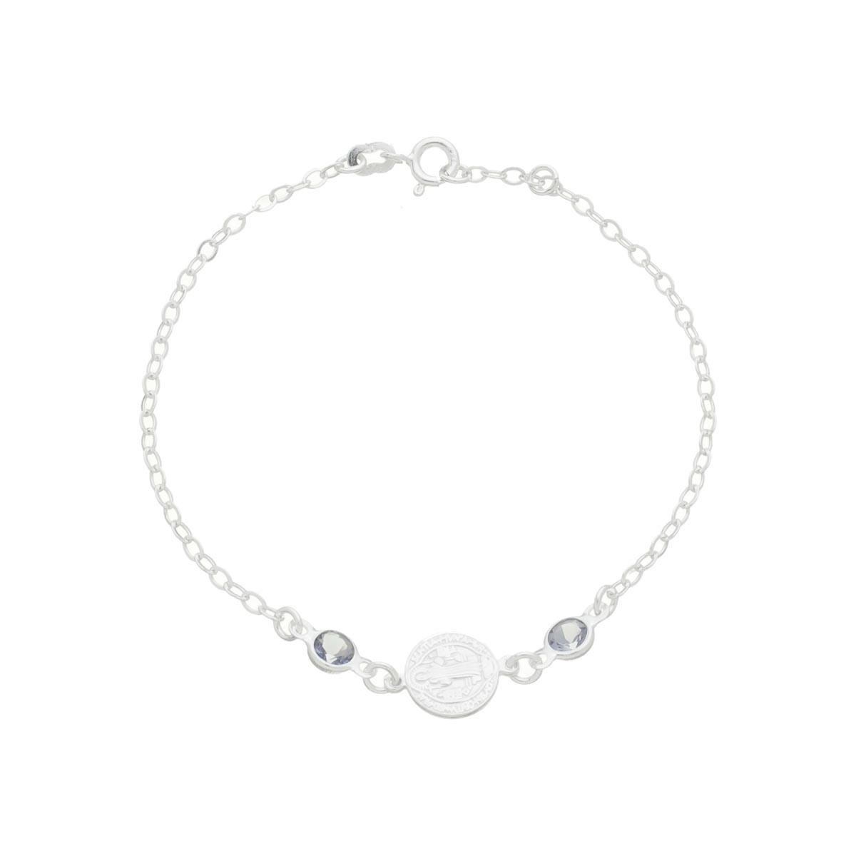 PULSEIRA DE PRATA SÃO BENTO COM PONTO DE LUZ