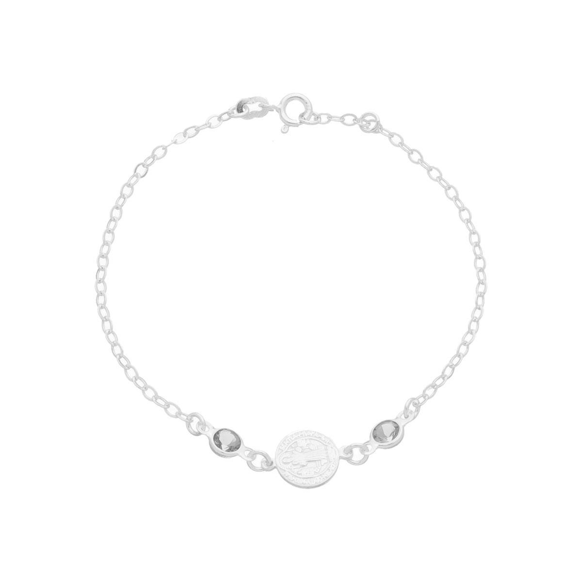 PULSEIRA DE PRATA SÃO BENTO COM PONTO DE LUZ