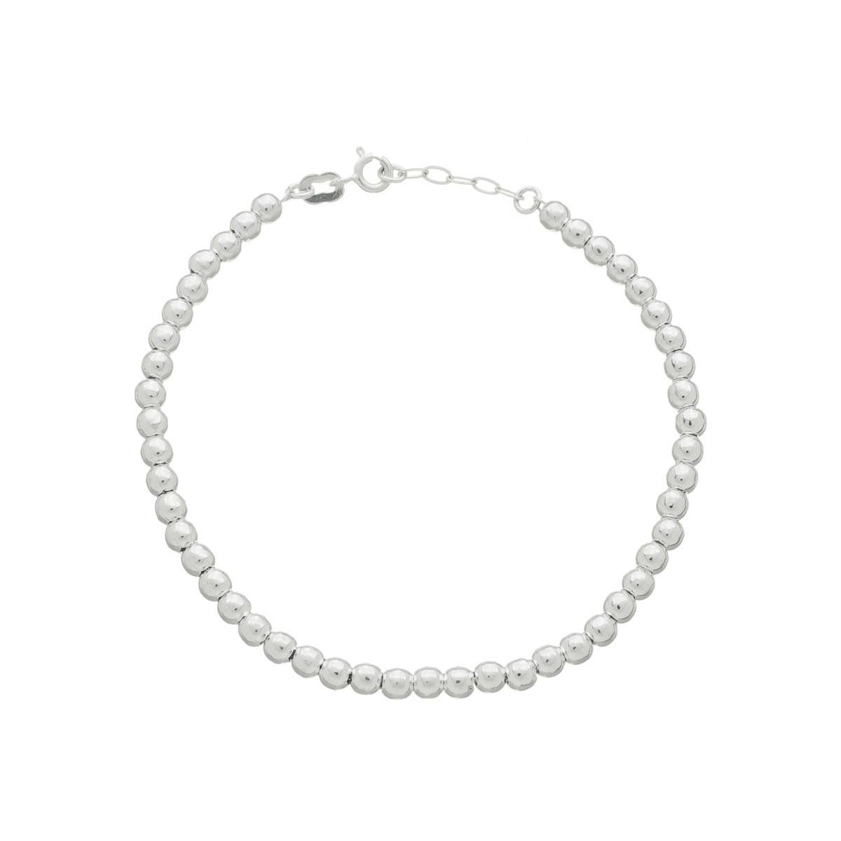 PULSEIRA DE PRATA TODA DE BOLINHAS 4MM 18CM