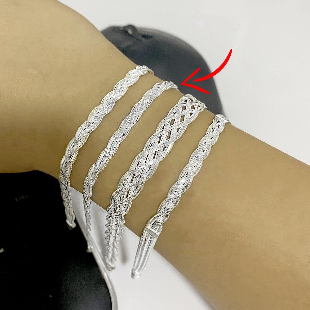 Pulseira De Prata Trançada 3 fios 4mm