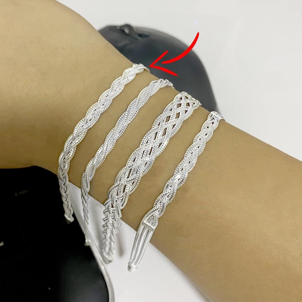Pulseira De Prata Trançada 3 fios 5mm