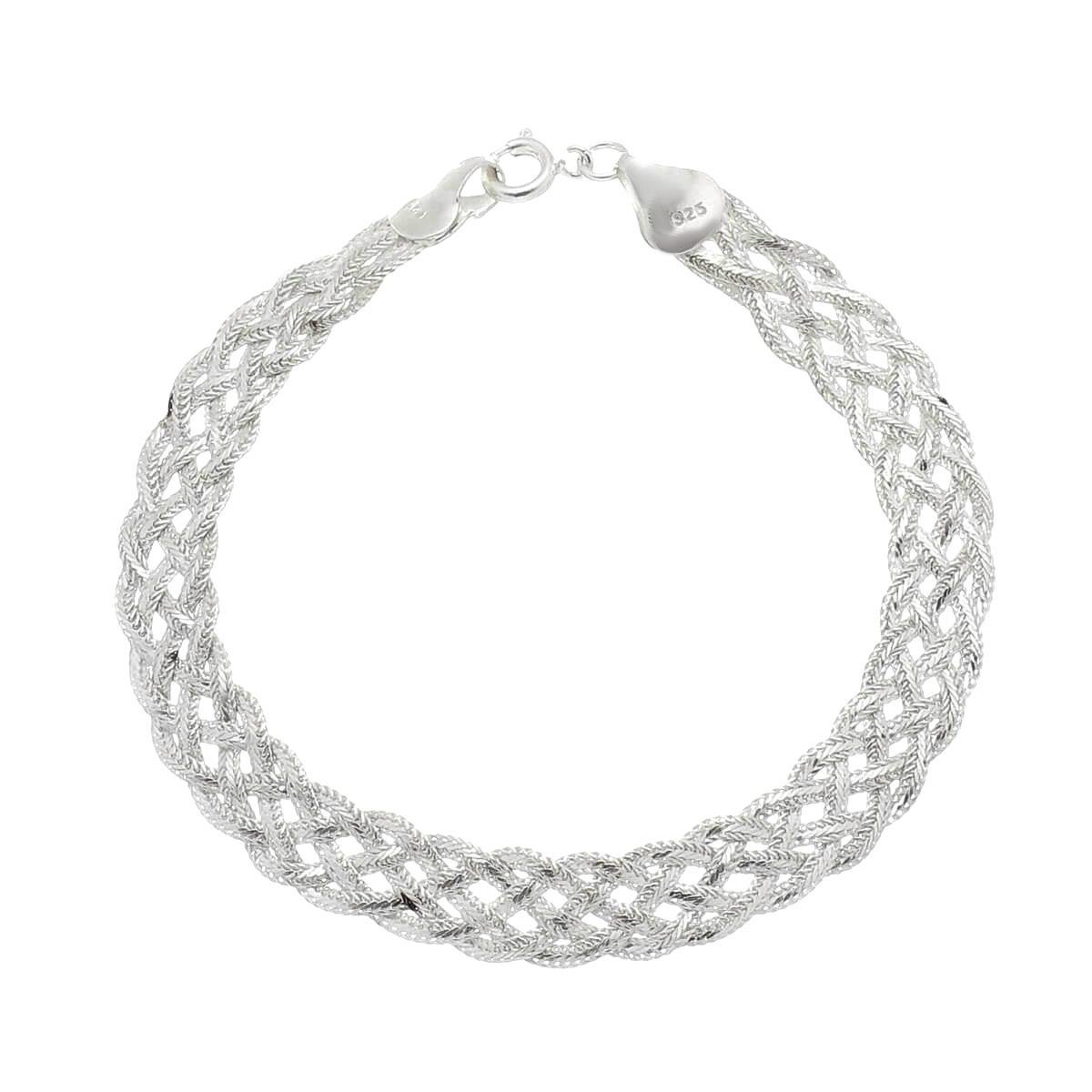 Pulseira De Prata Trançada 5 fios 9mm