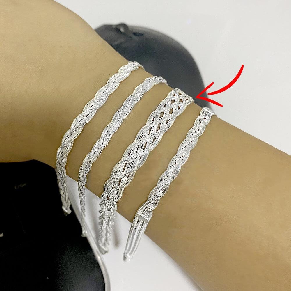 Pulseira De Prata Trançada 5 fios 9mm