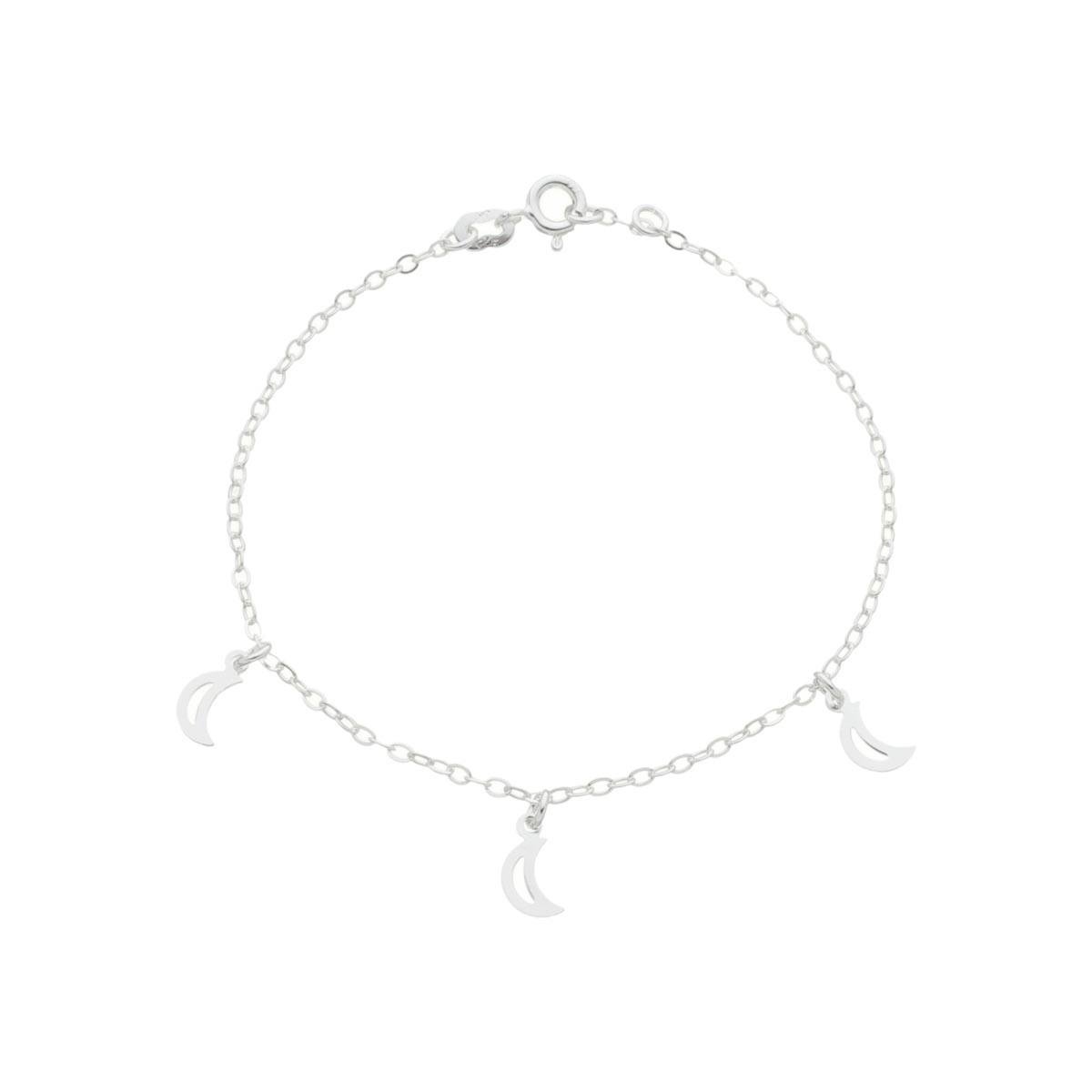 PULSEIRA DE PRATA TRÊS LUAS-18CM