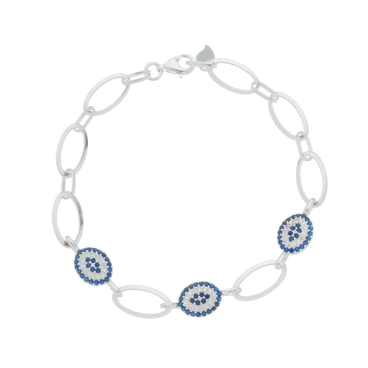 Pulseira De Prata Tres Mandalas 18cm