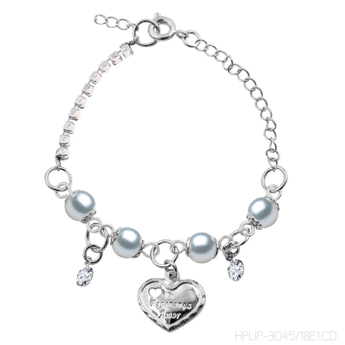 Pulseira de Coração e Pedras Folheado a Prata