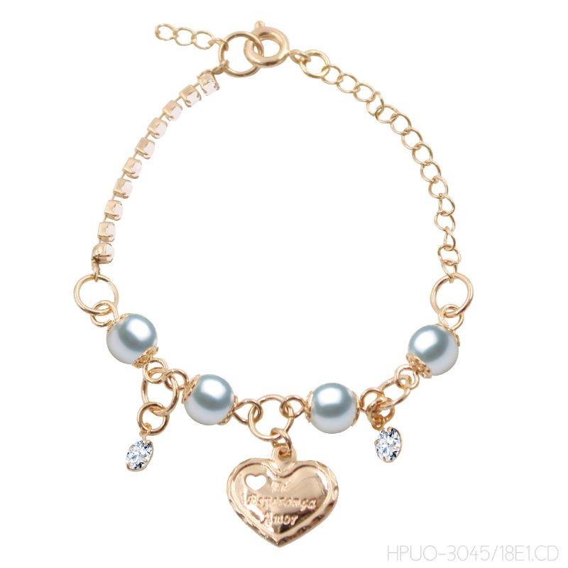 Pulseira De Strass Perolas Pontos De Luz E Coração - Cores Diversos