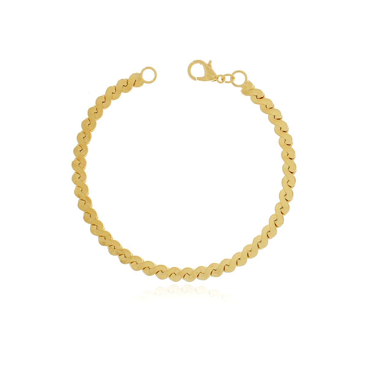 Pulseira Trançada 18cm Banhada a Ouro