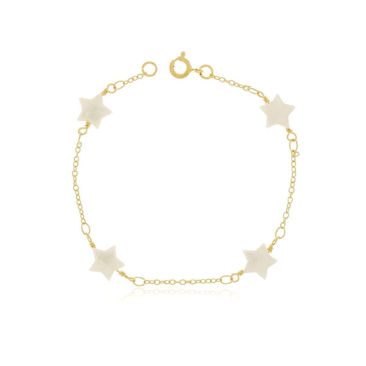 Pulseira Estrelas 18cm Banhada a Ouro 