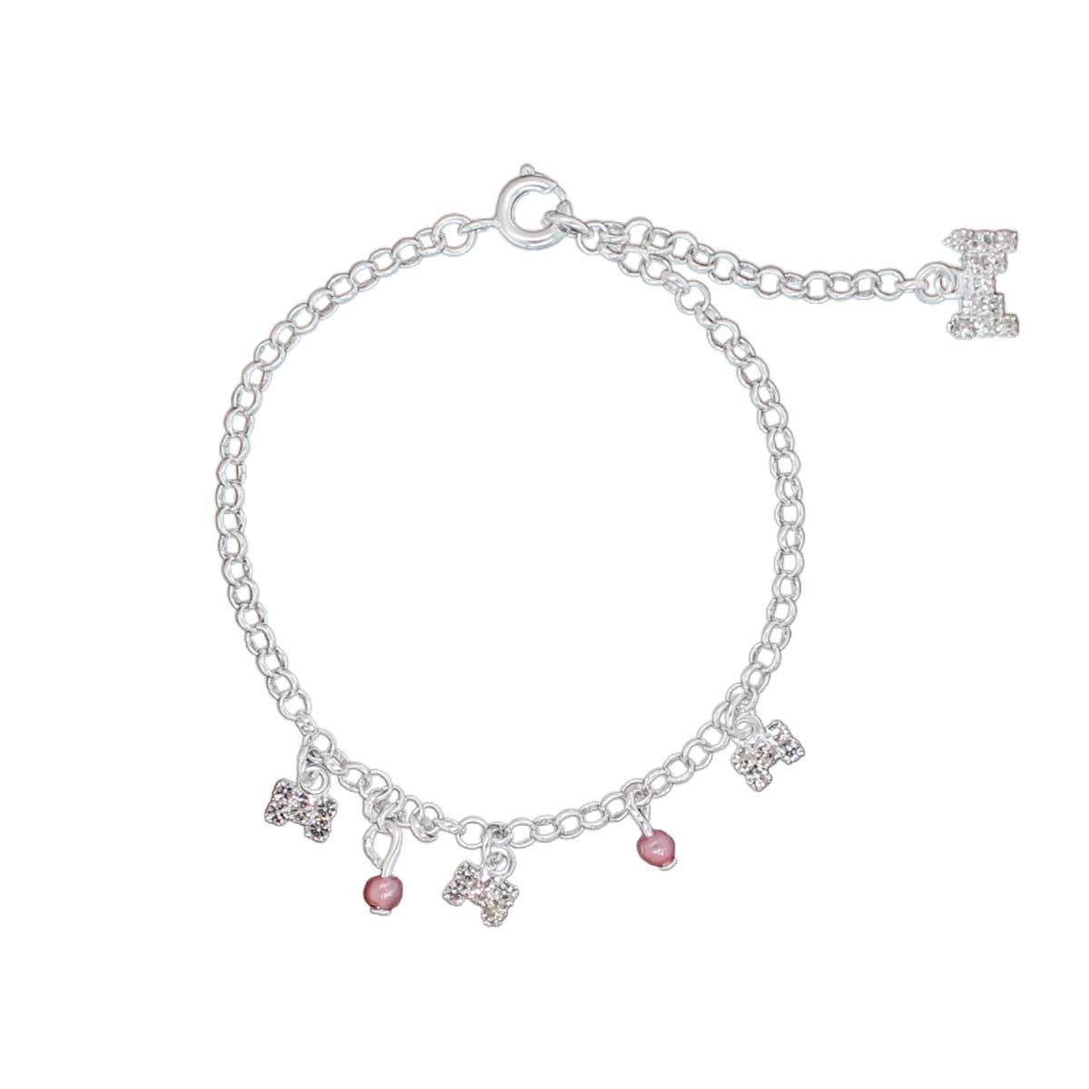 Pulseira Infantil Elo Português com Laço Folheado a Prata