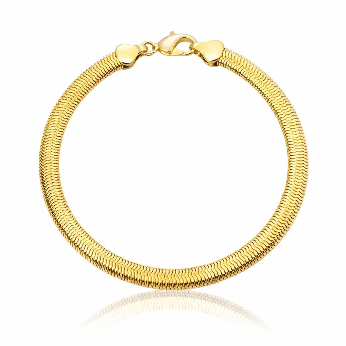 Pulseira de Malha 18cm Aço Inox com Banho Ouro 18k