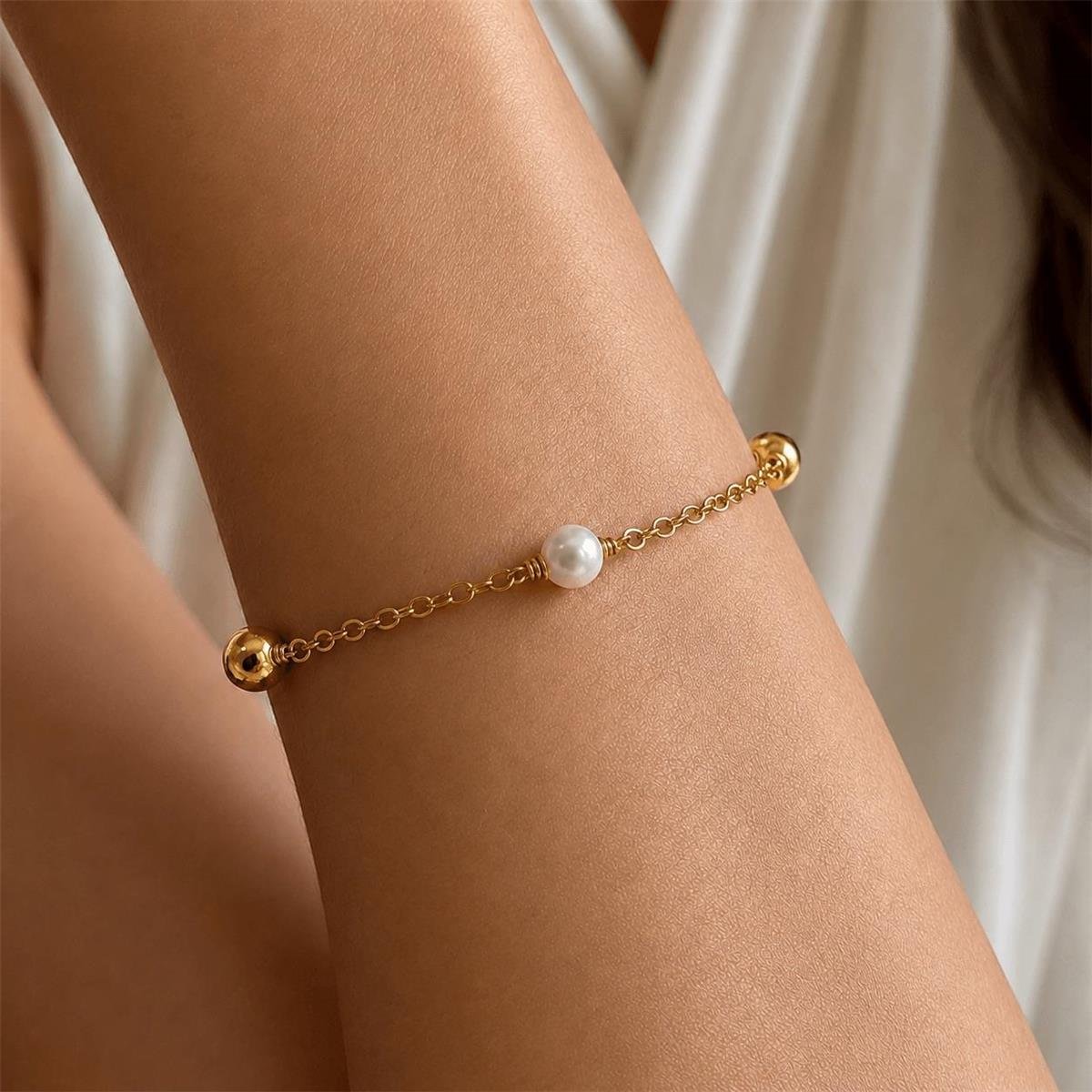 Pulseira Perola e Bolinha