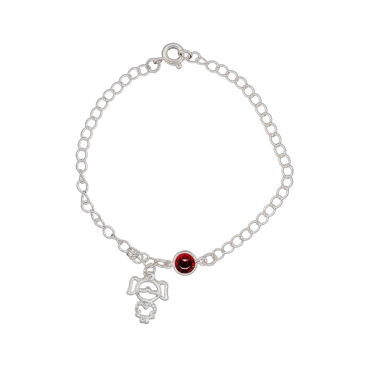 Pulseira com Ponto de Luz e Menina Vazada Folheado a Prata