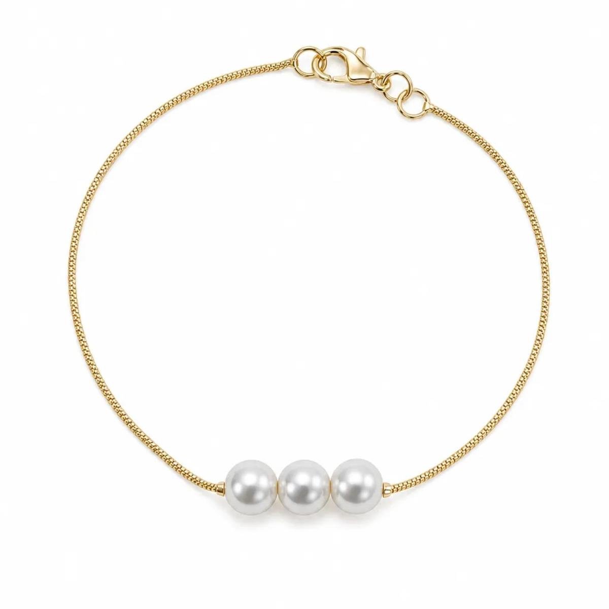 PULSEIRA RABO DE RATO C/ TRES PEROLAS 