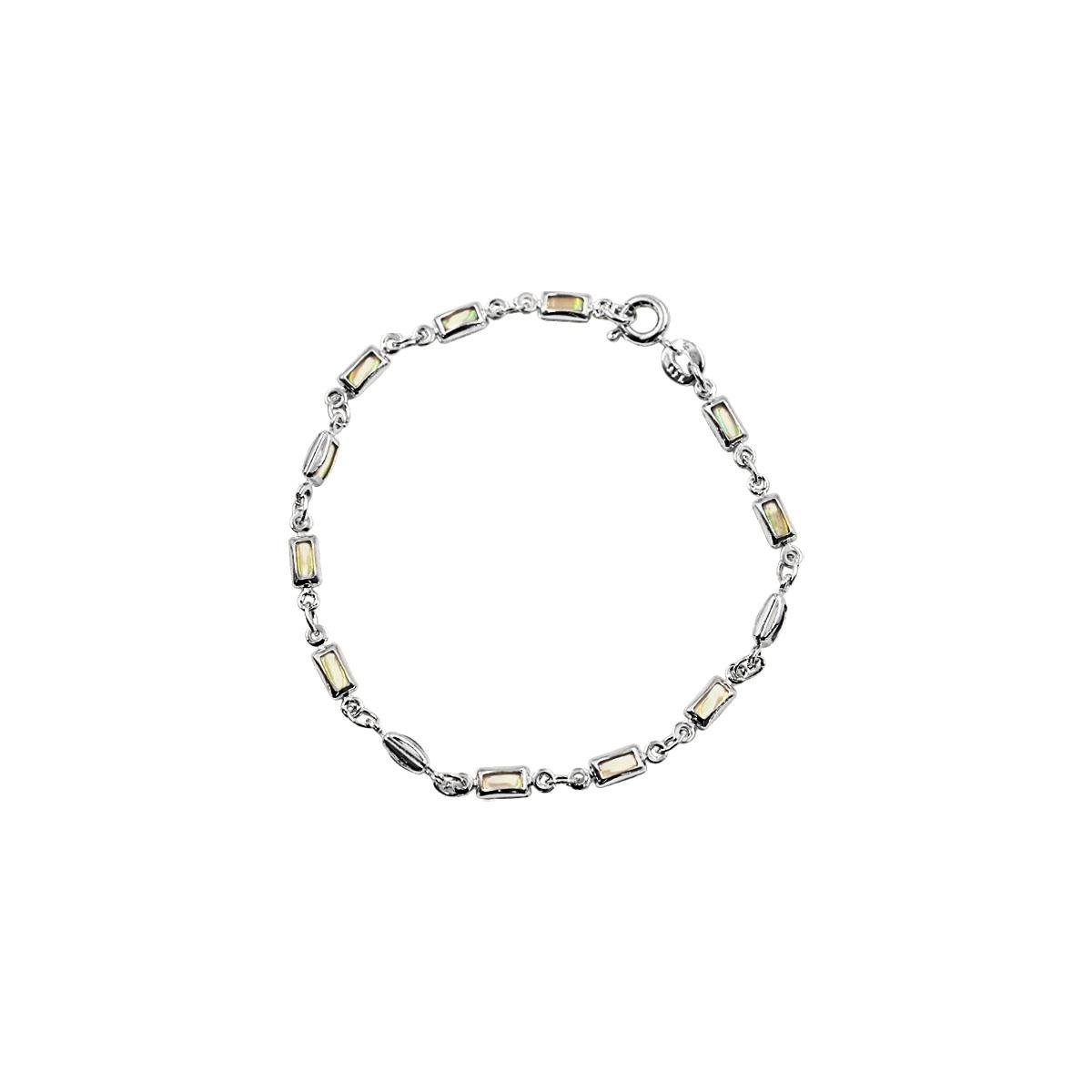 Pulseira Retângulos de Pedras Furta Cor Folheado a Prata