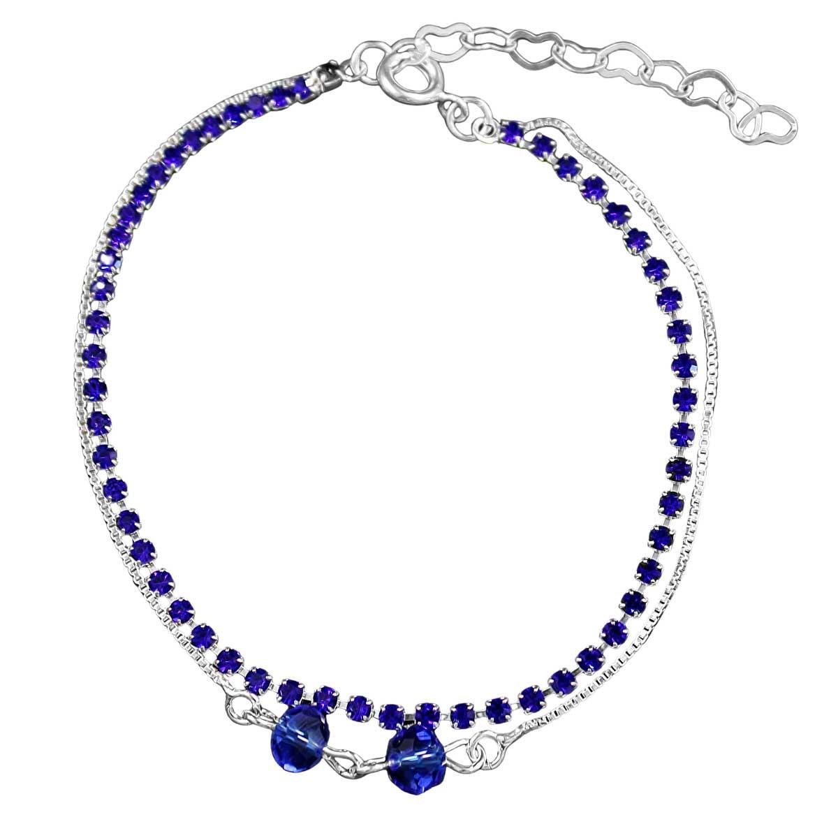Pulseira Dupla De Strass E Cristais Folheado a Prata