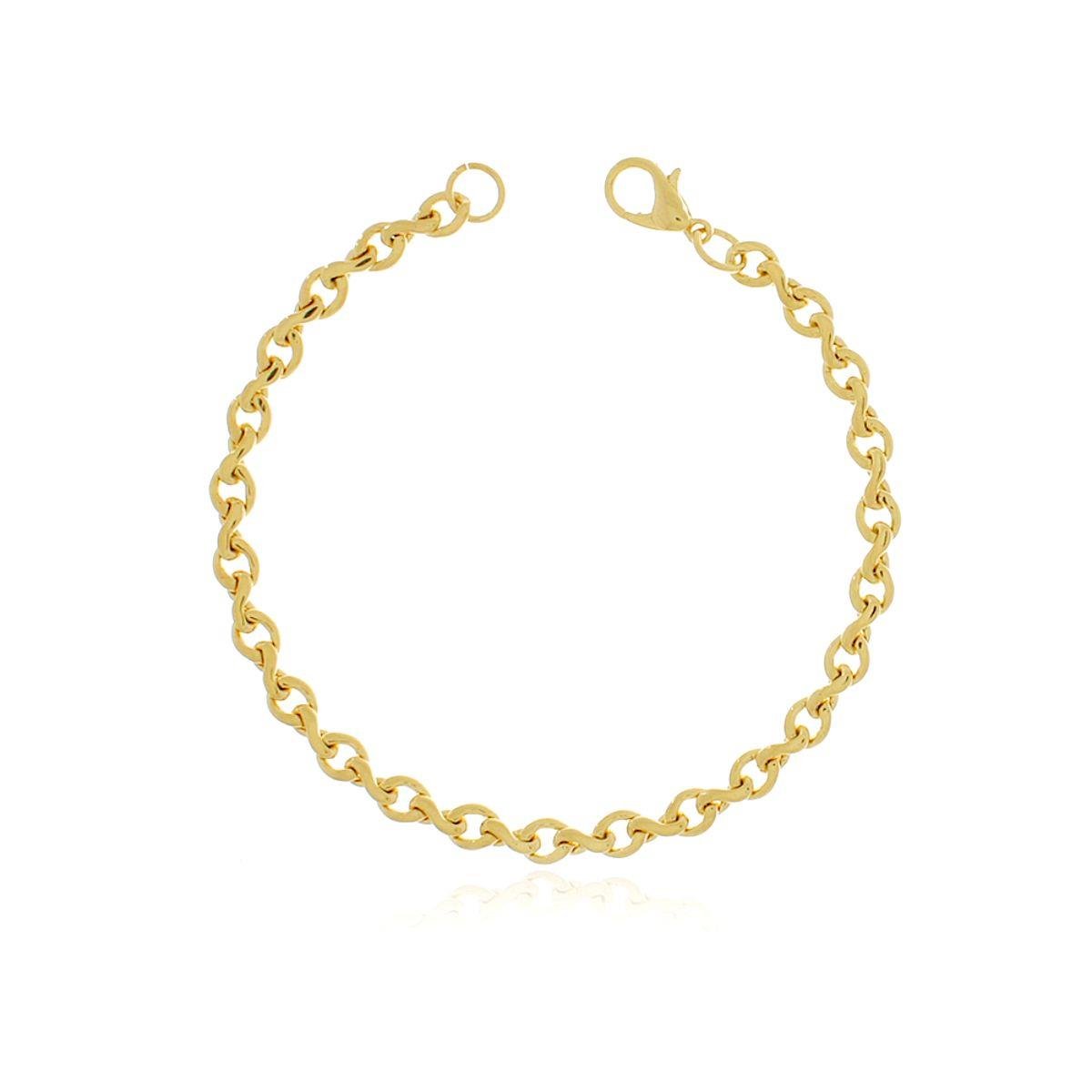 Pulseira Trançada 18cm Banhada a Ouro