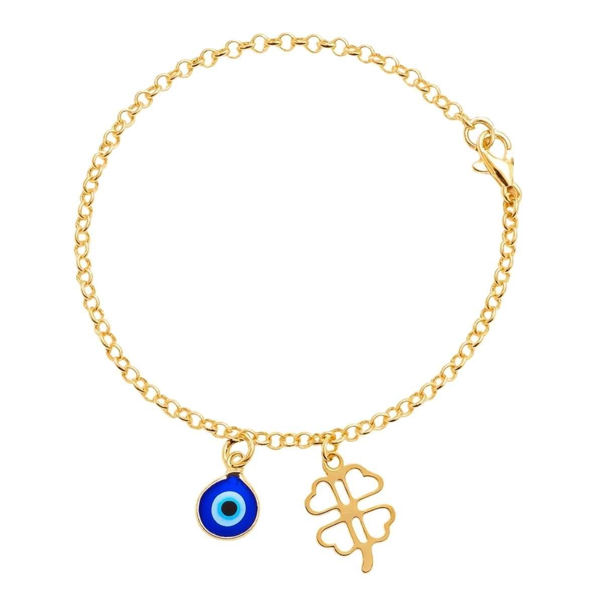 PULSEIRA TREVO VAZADO C/ OLHO GREGO