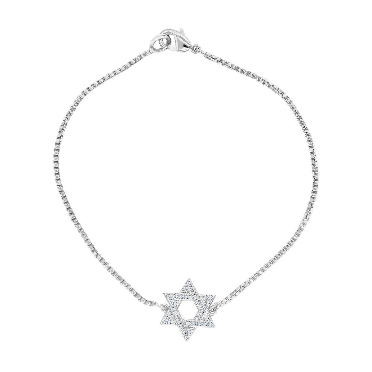 Pulseira Com Estrela de Davi em Zircônia Folheado a Prata