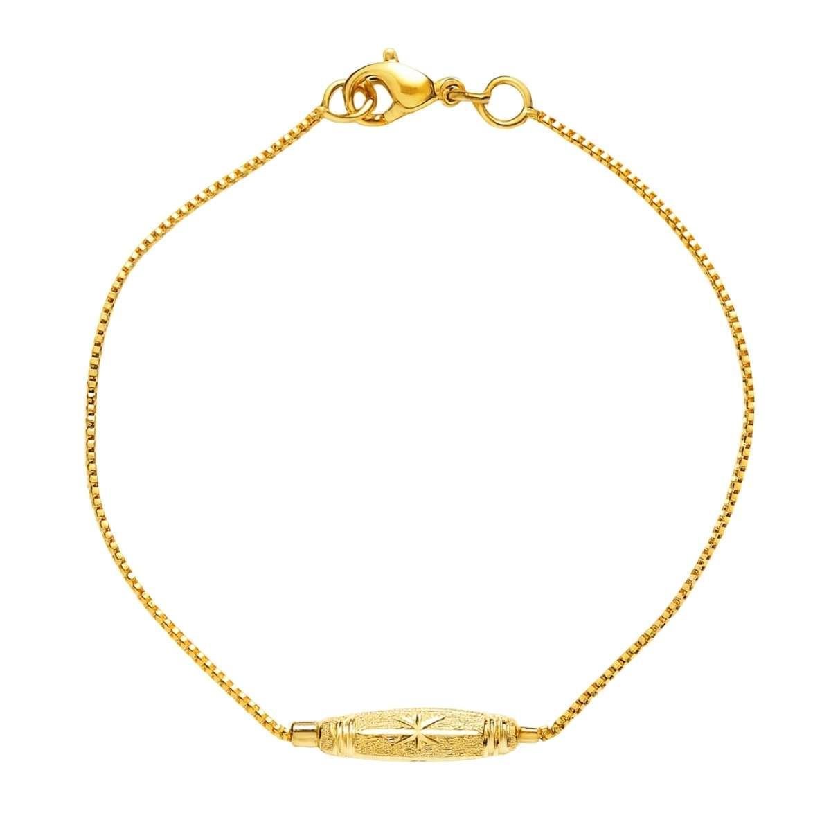 Pulseira com Tubo 18cm Banhado a Ouro