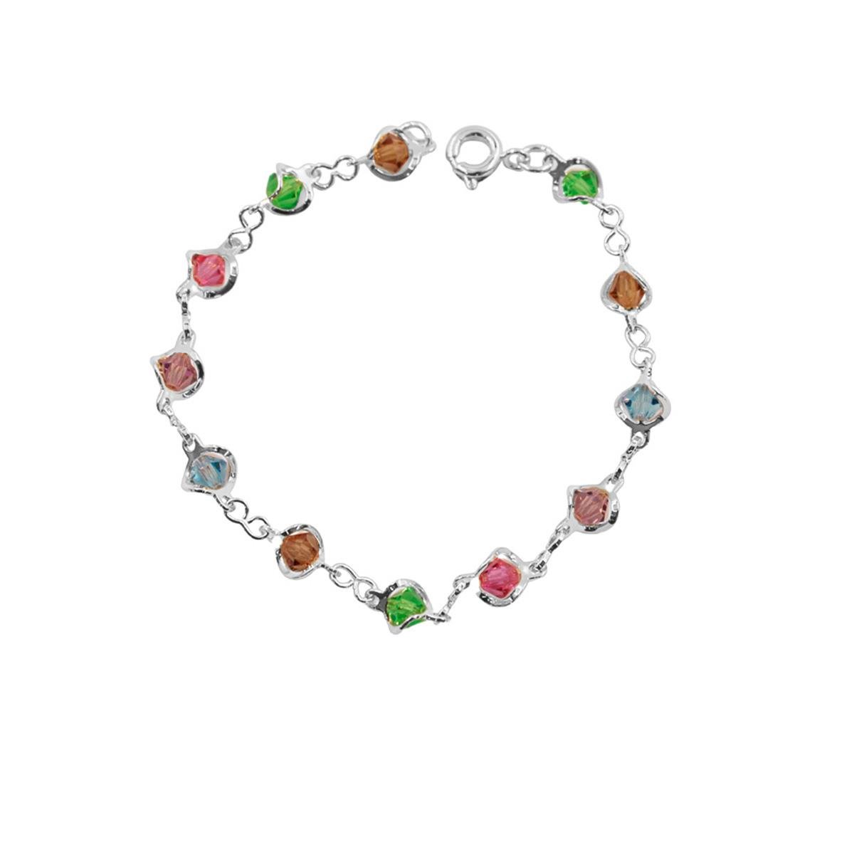 Pulseira Infantil com Miçangas Folheado a Prata