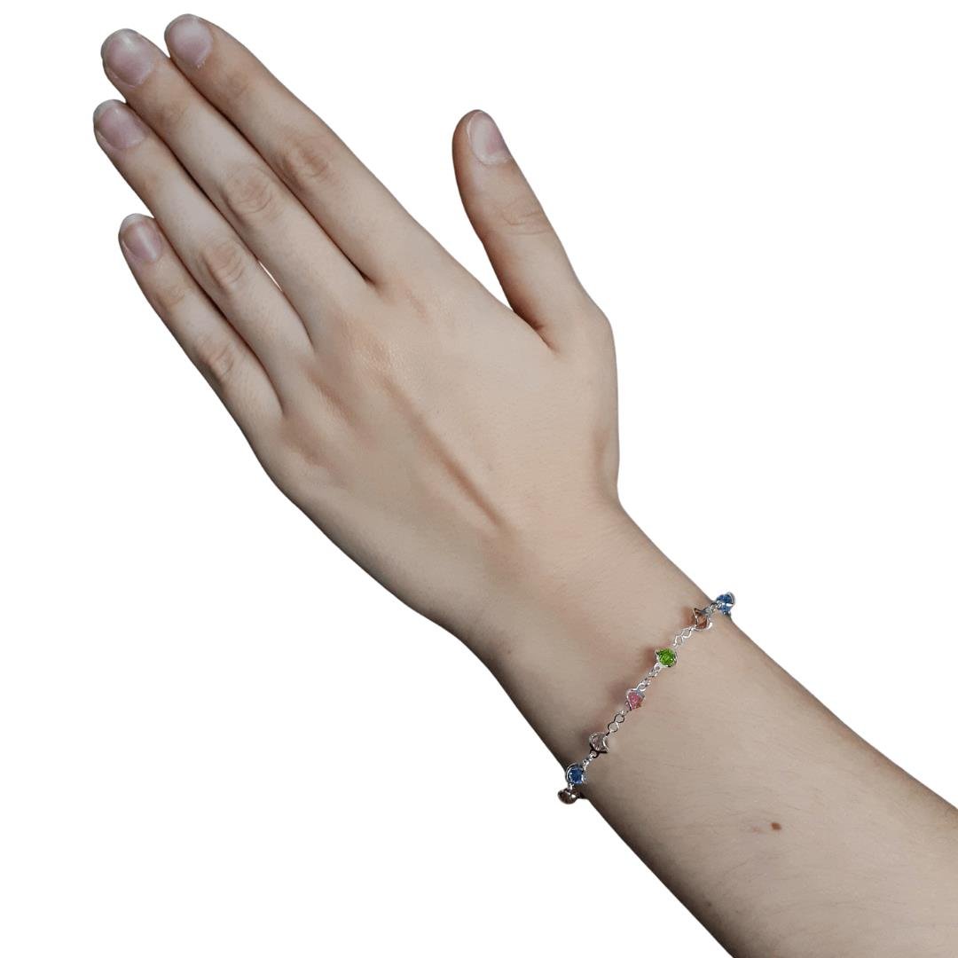 Pulseira Infantil com Miçangas Folheado a Prata