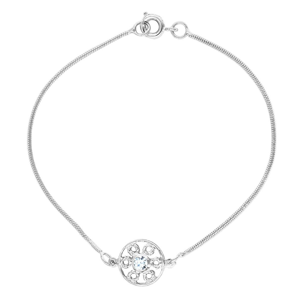 Pulseira Rabo de Rato Com Strass Folheado a Prata