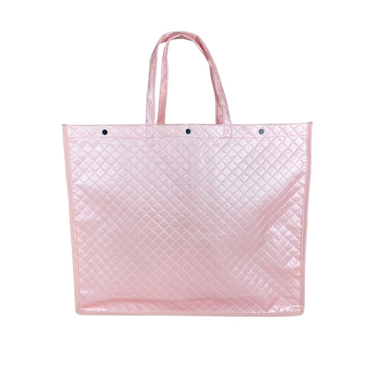 Sacola Corino Grande Dijon Rosa Bebê Metalizado - SOB ENCOMENDA