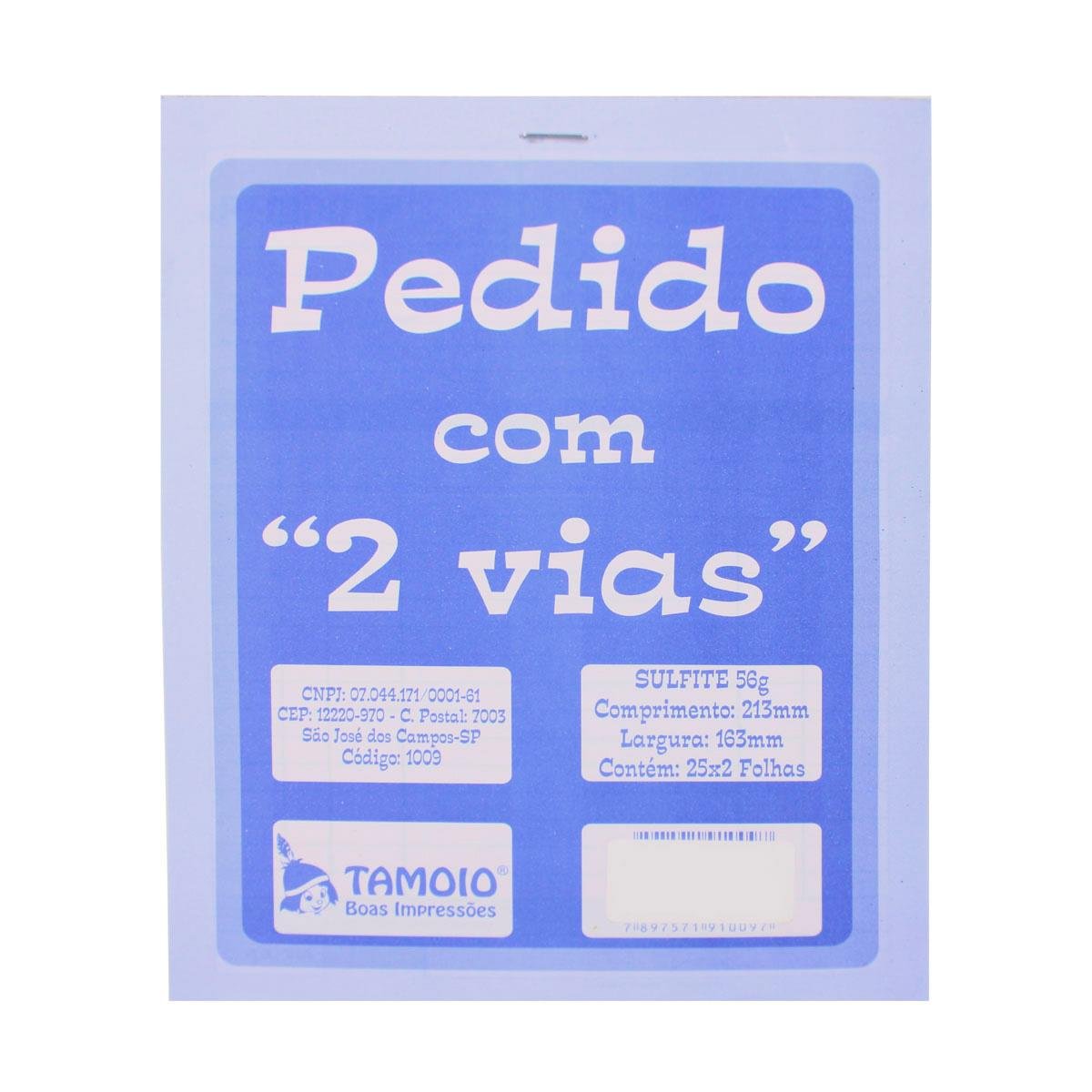 Talão De Pedido 2 Vias 50 Folhas Tamoio