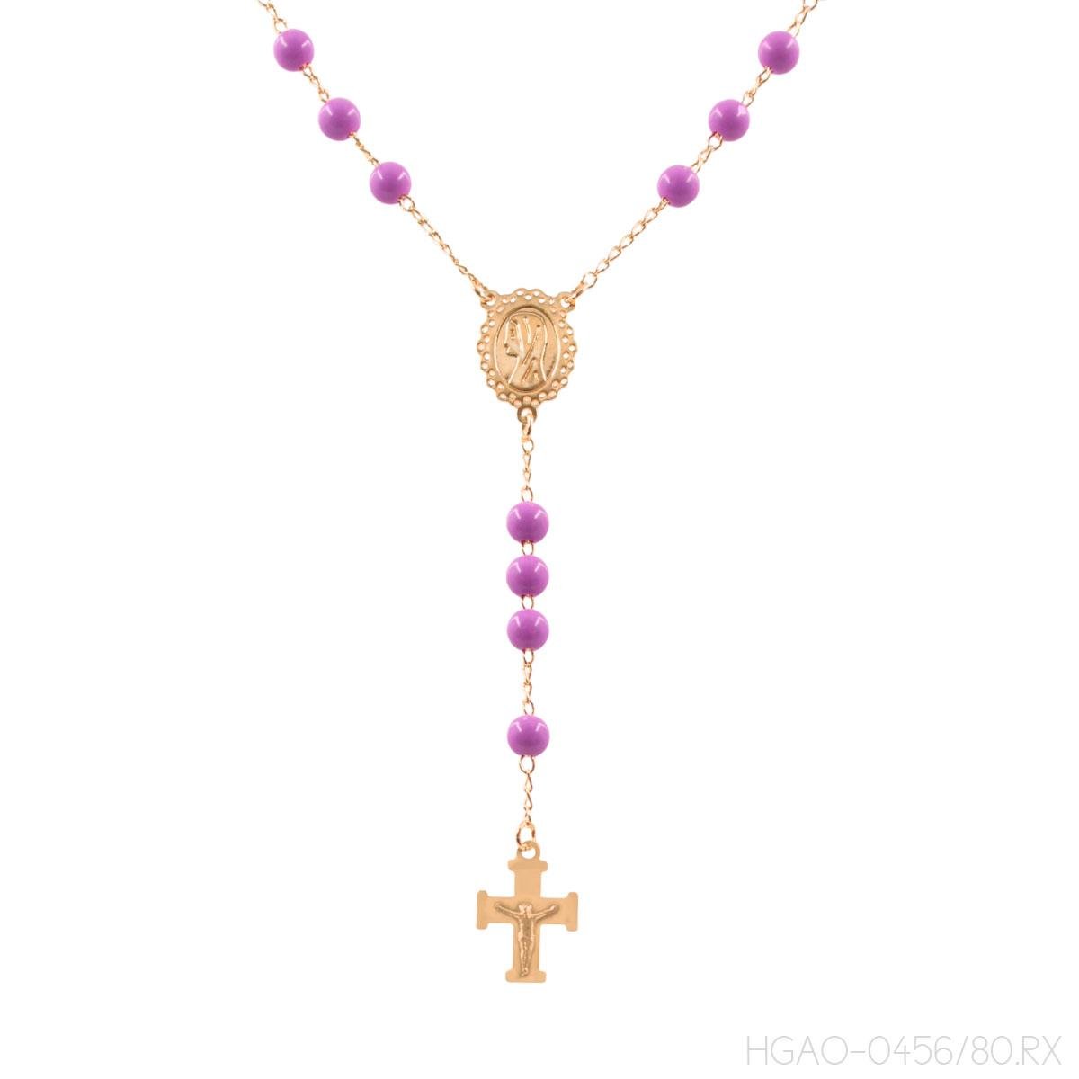 Terço 80cm Colorido Folheado a Ouro