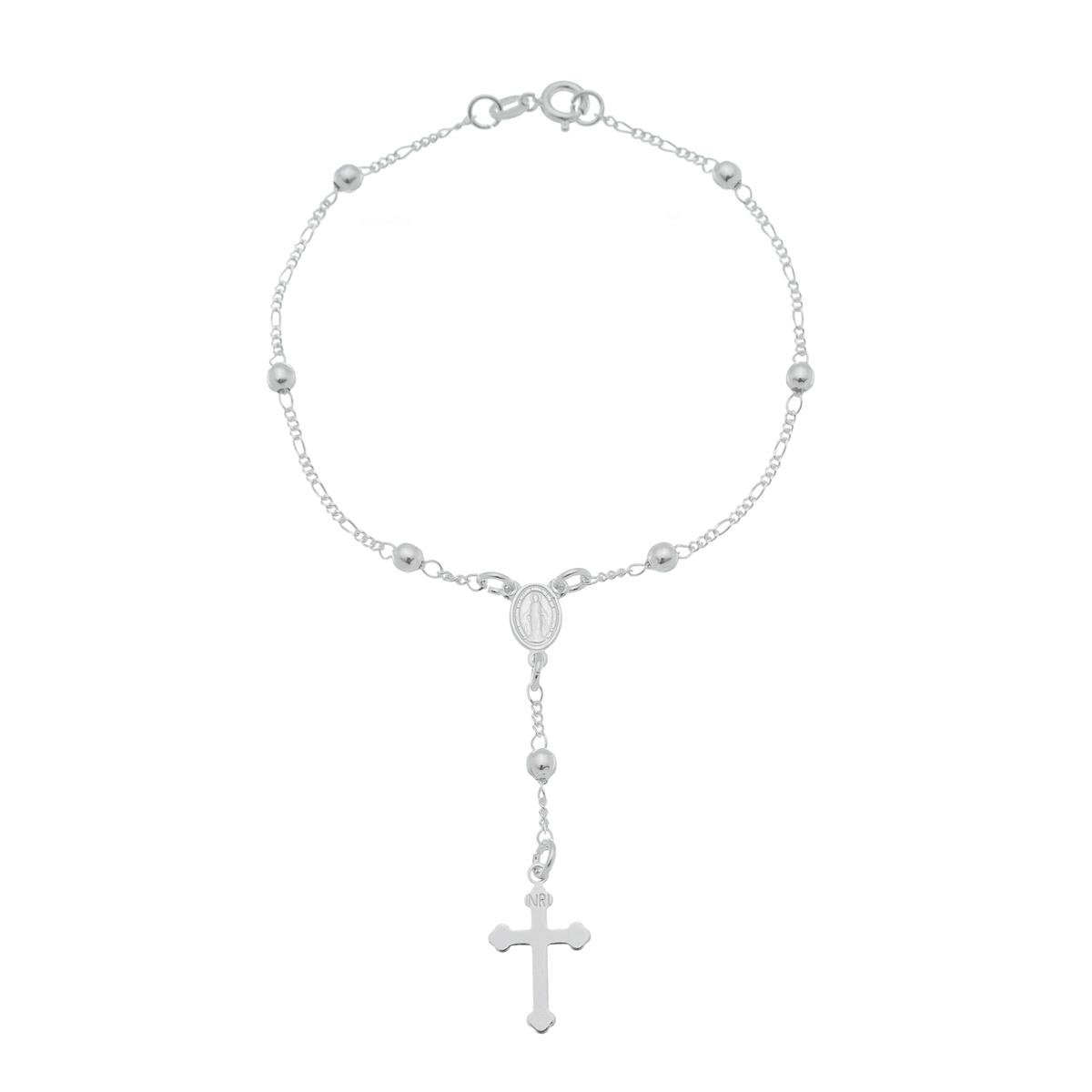 Terço de Prata Pulseira 19cm