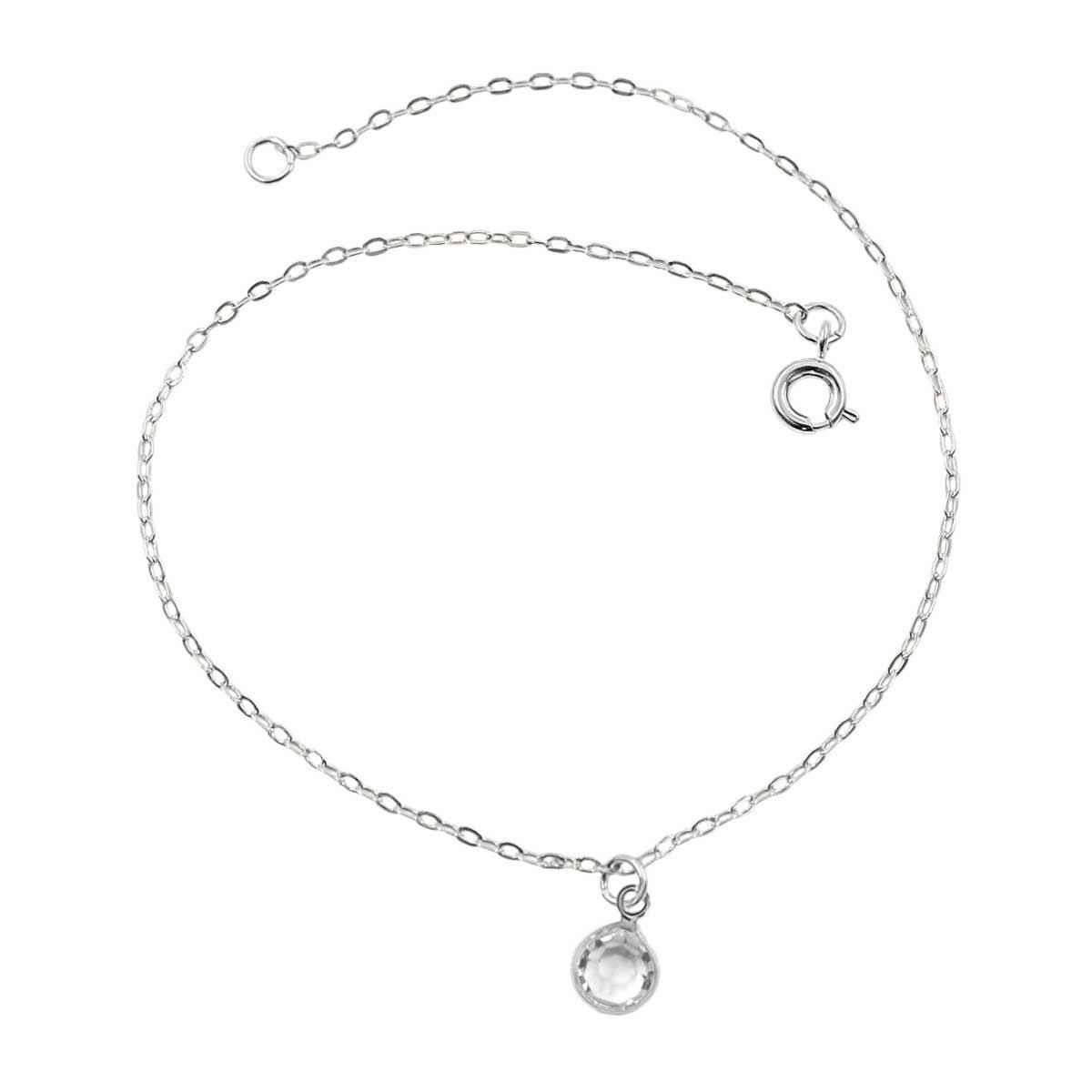 Tornozeleira Cadeado com Ponto de Luz Folheado a Prata